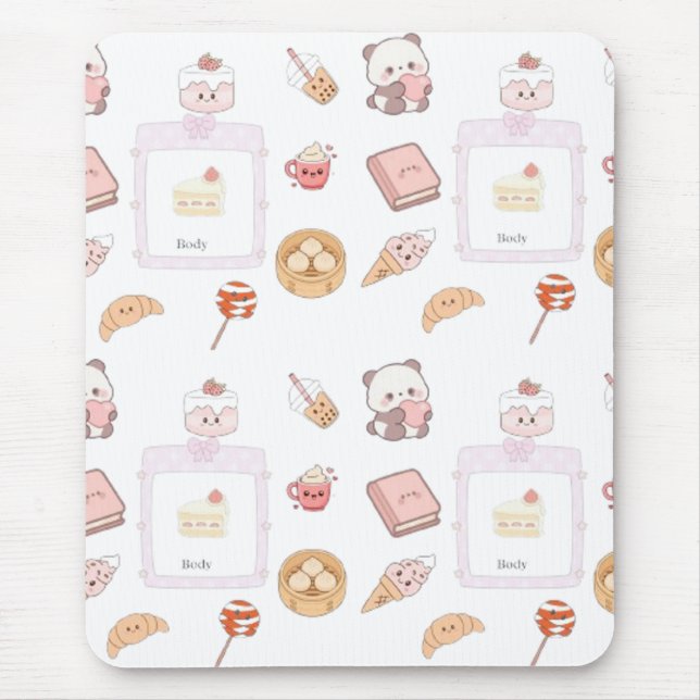Tapis De Souris Conception de dessert friandises rose mignon (Devant)