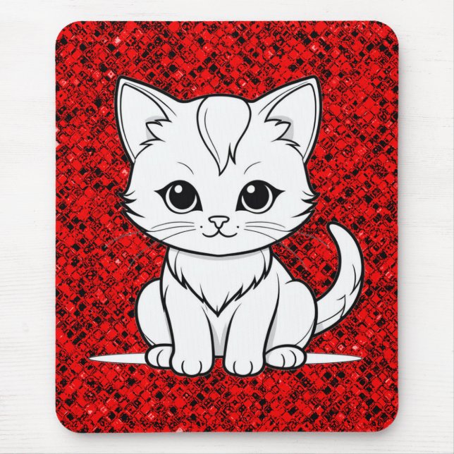 Tapis De Souris Conception de dessin au trait de chat stylisé-5231 (Devant)