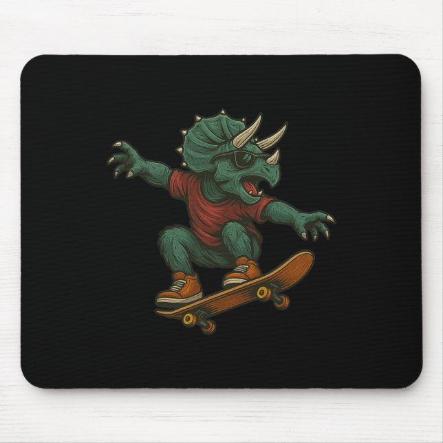 Tapis De Souris Conception de dinosaure Triceratops de skateboard  (Devant)
