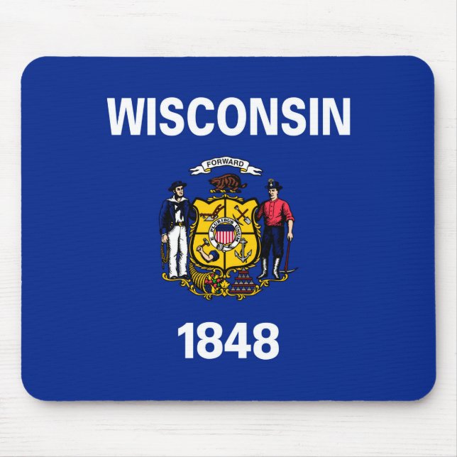Tapis De Souris Conception de drapeau d'état du Wisconsin (Devant)
