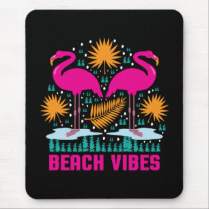 Tapis De Souris Conception de flamants roses de vibrations de plag