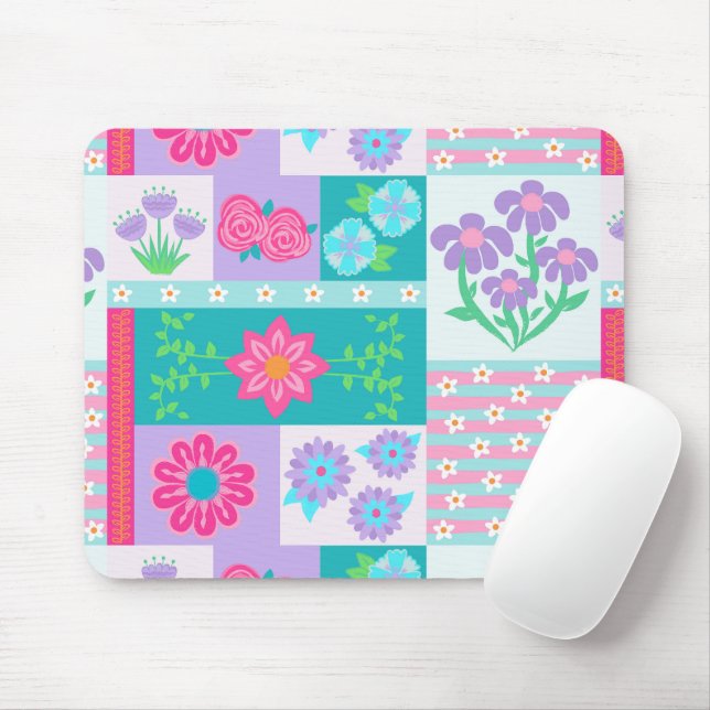 Tapis De Souris Conception de fleurs vibrantes en fleurs (Avec souris)