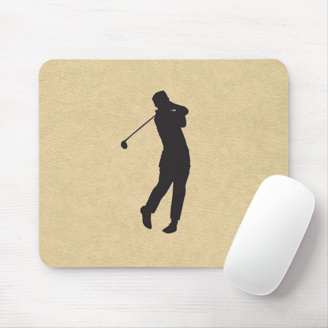 Tapis De Souris Conception de golf en cuir marron (Avec souris)