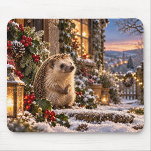 Tapis De Souris Conception de hérisson de vacances d'hiver