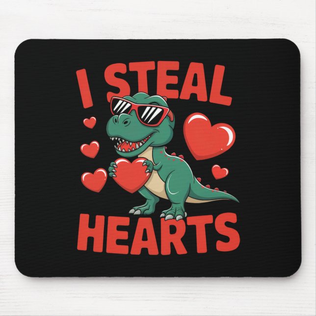 Tapis De Souris Conception de la Saint-Valentin de dinosaure drôle (Devant)
