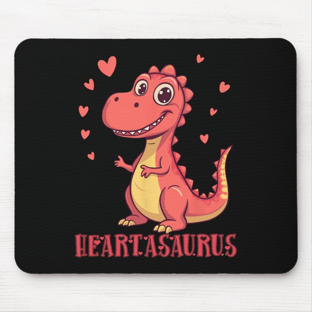 Tapis De Souris Conception de la Saint-Valentin du dinosaure migno (Devant)