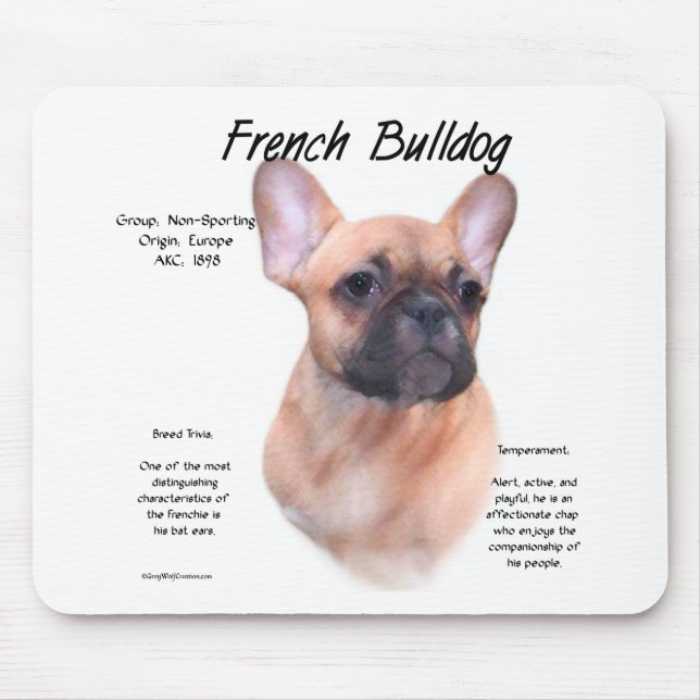 Tapis De Souris Conception de l'histoire des Bulldog français (Devant)