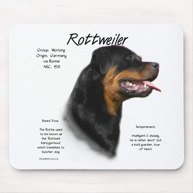 Tapis De Souris Conception de l'historique Rottweiler (Devant)