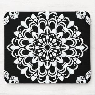 Tapis De Souris Conception de mandala noir et blanc