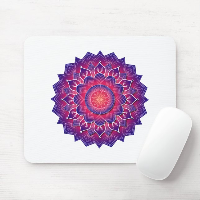 Tapis De Souris Conception de mandala traditionnel bleu violet     (Avec souris)