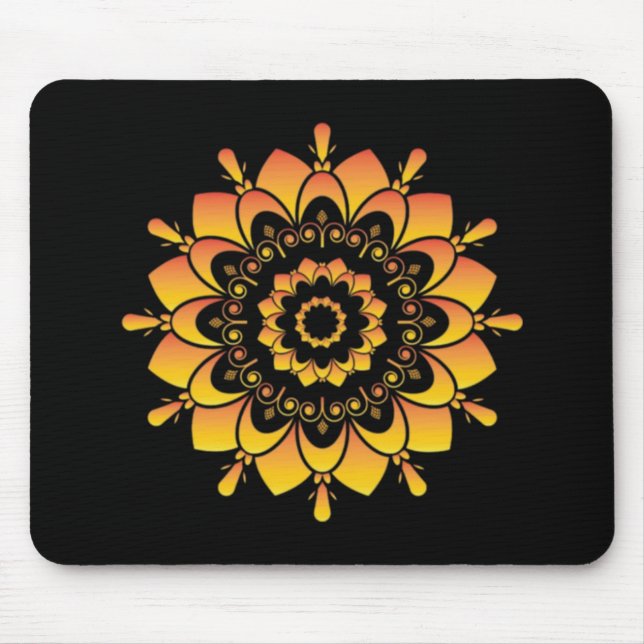 Tapis De Souris Conception de mandala unique doré (Devant)