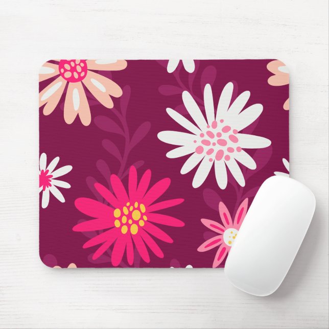 Tapis De Souris Conception de marguerite Magenta (Avec souris)