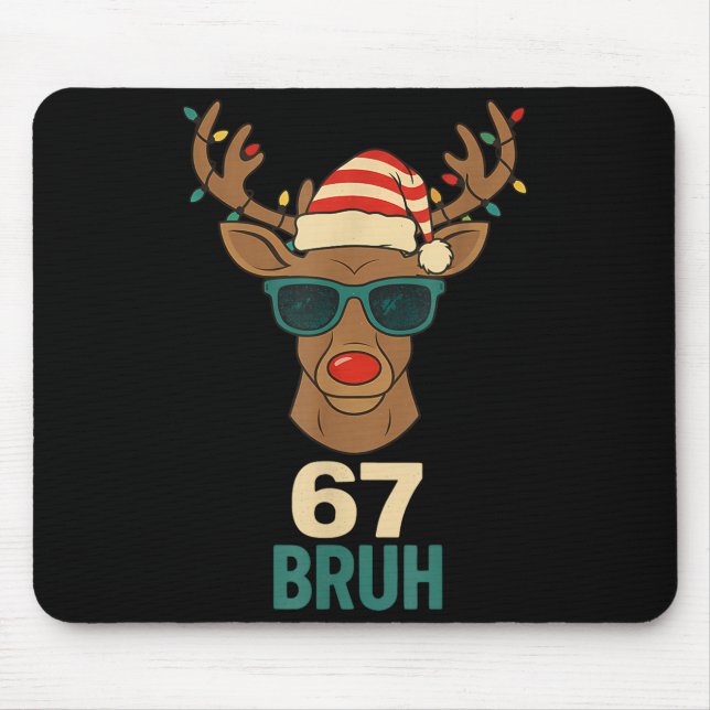 Tapis De Souris Conception de mème de Noël 67 Drôle Six Sept Mains (Devant)