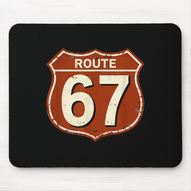 Tapis De Souris Conception de mème de route 67 drôle rétro  (Devant)