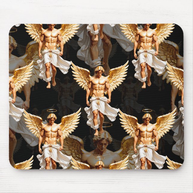 Tapis De Souris Conception de motif d'anges dorés célestes  (Devant)