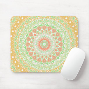 Tapis De Souris Conception de motif de mandala jaune et vert d'été