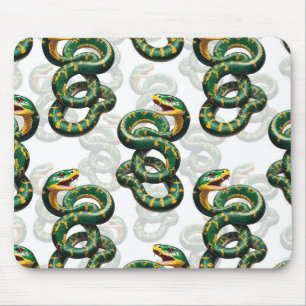 Tapis De Souris Conception de motif de serpents - Blanc