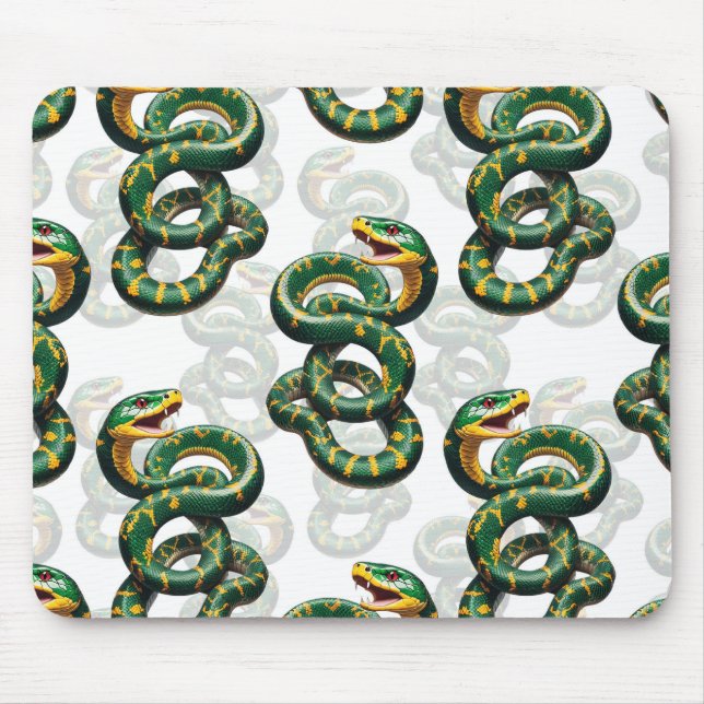 Tapis De Souris Conception de motif de serpents - Blanc  (Devant)