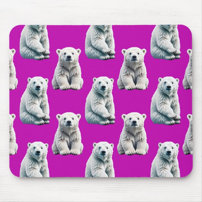 Tapis De Souris Conception de motif d'ours polaire violet  (Devant)