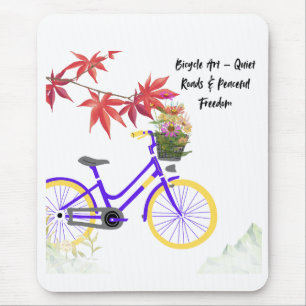 Tapis De Souris Conception de motivation de bicyclette florale
