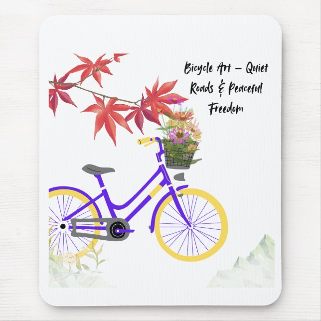 Tapis De Souris Conception de motivation de bicyclette florale (Devant)