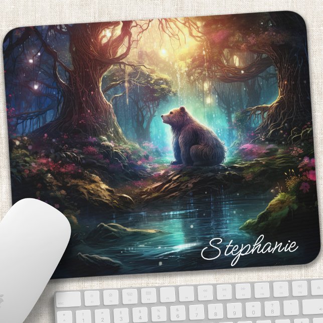 Tapis De Souris Conception de nom de fantaisie d'ours de forêt mys (Créateur téléchargé)