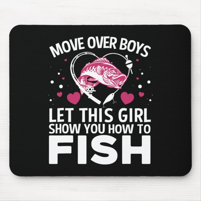 Tapis De Souris Conception de pêche drôle pour filles femmes pêche (Devant)