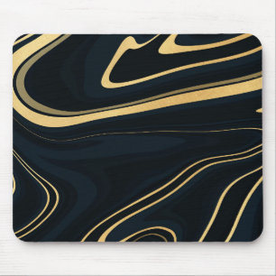 Tapis De Souris Conception de peinture Liquide Retro Blue Gold Swi