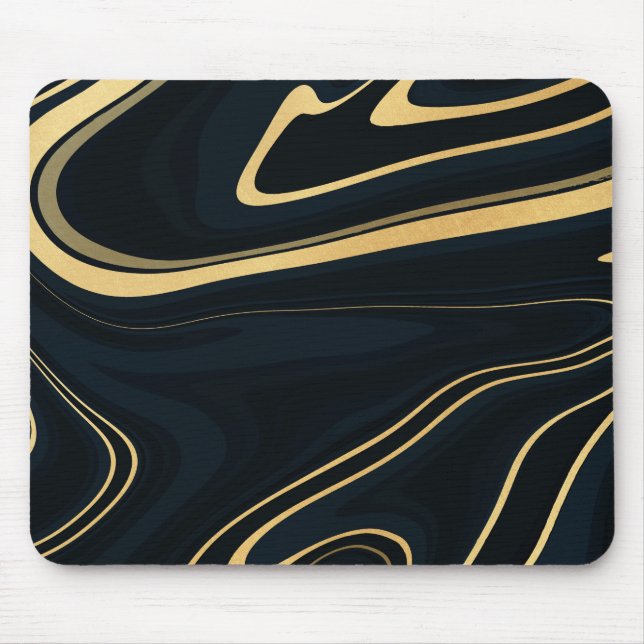 Tapis De Souris Conception de peinture Liquide Retro Blue Gold Swi (Devant)