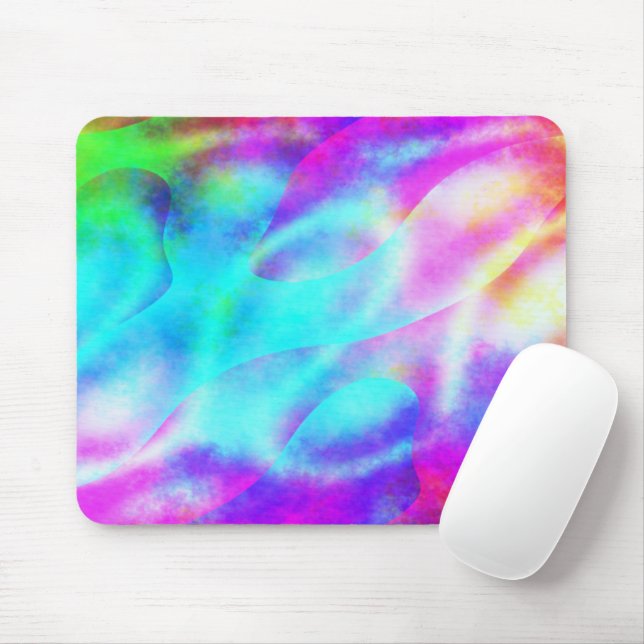 Tapis De Souris Conception de rayure fluide arc-en-ciel abstrait (Avec souris)