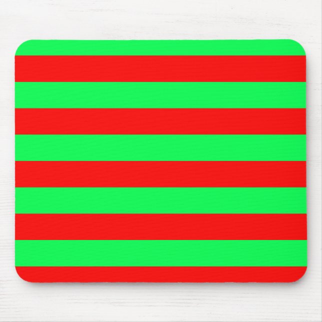 Tapis De Souris Conception de rayures rouges et vertes (Devant)
