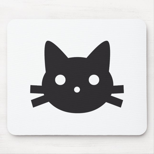 Tapis De Souris Conception de tête de chat noir (Devant)