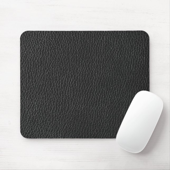 Tapis De Souris Conception de texture de cuir noir foncé de bureau (Avec souris)