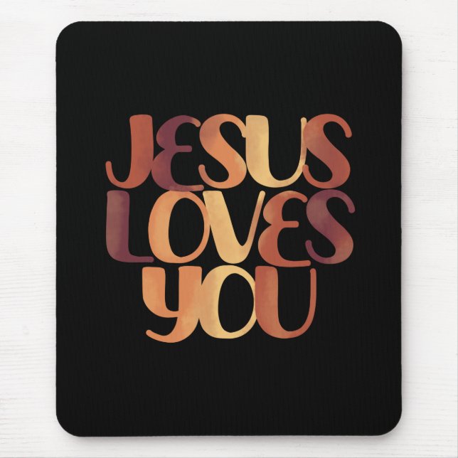 Tapis De Souris Conception de typographie chrétienne Jésus aime  (Devant)