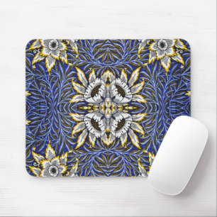 Tapis De Souris Conception de William Morris Tulipe Saules Bleu et