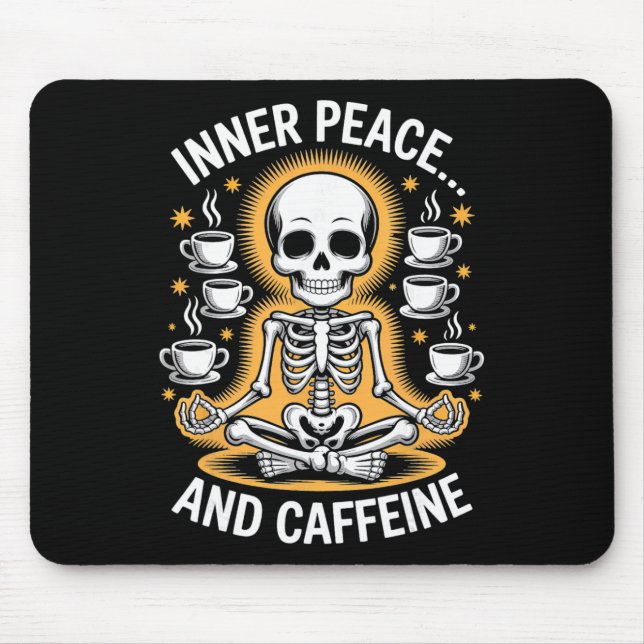 Tapis De Souris Conception de yoga de squelette de caféine et de p (Devant)