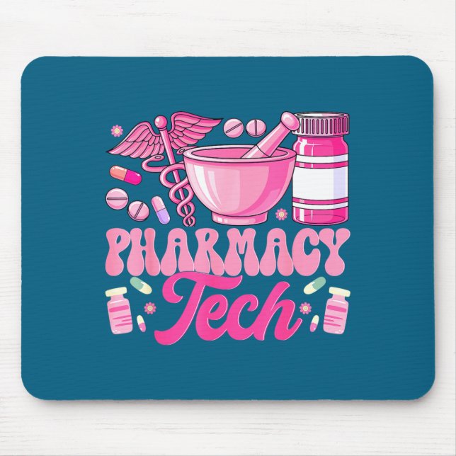 Tapis De Souris Conception d'étudiant en pharmacie technicien assi (Devant)