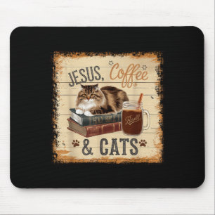 Tapis De Souris Conception drôle et mignonne de Jésus Café Chats A