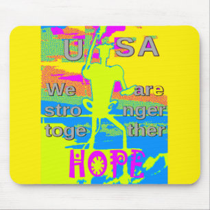 Tapis De Souris Conception d'unité USA : Espoir et Force
