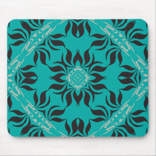 Tapis De Souris Conception élégante de kaléidoscope, Aqua, Noir, G