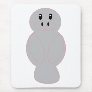 Tapis De Souris Conception fantaisiste de lamantin gris mignon vac
