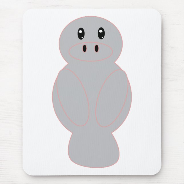 Tapis De Souris Conception fantaisiste de lamantin gris mignon vac (Devant)