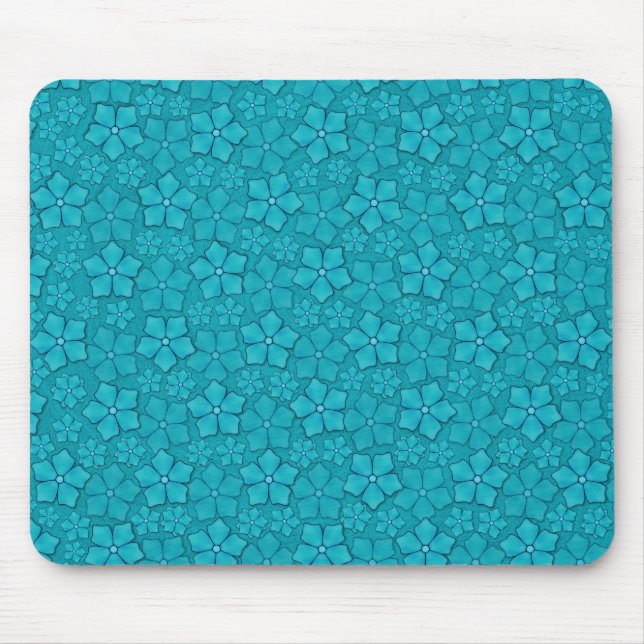 Tapis De Souris Conception florale bleu-vert (Devant)