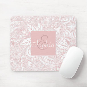 Tapis De Souris Conception florale de mandala d'or rose élégant de