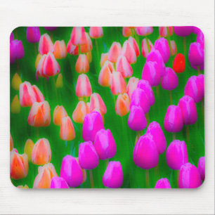 Tapis De Souris Conception florale de tulipe rose et orange
