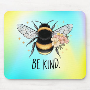 Tapis De Souris Conception Florale Mignonne Abeille Soyez Gentil