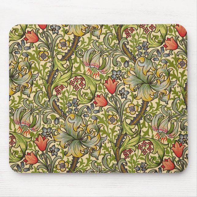 Tapis De Souris Conception florale vintage de lis d'or de William (Devant)