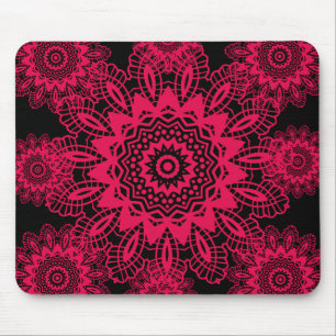 Tapis De Souris Conception fuchsia de flocon de neige de dentelle