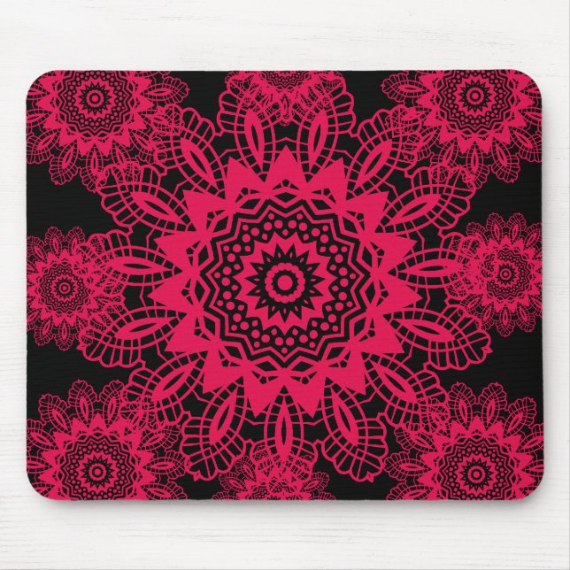 Tapis De Souris Conception fuchsia de flocon de neige de dentelle (Devant)
