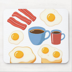 Tapis De Souris Conception moderne à plat d'oeufs de bacon Toast e